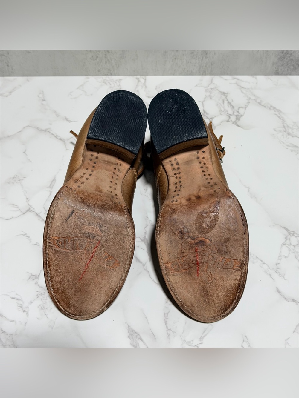 Freebird Randi size 6 Women’s Tan Leather Buckle Strap Block Heel Pumps - Picture 9 of 10